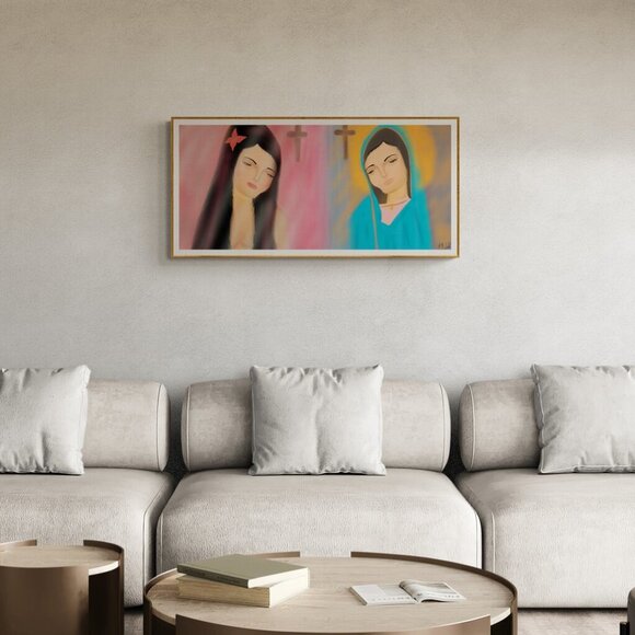 Virgin Mary and Mary Magdalene | Modern Wall Art Decor | Minimalist Digital - Picture 3 of 4